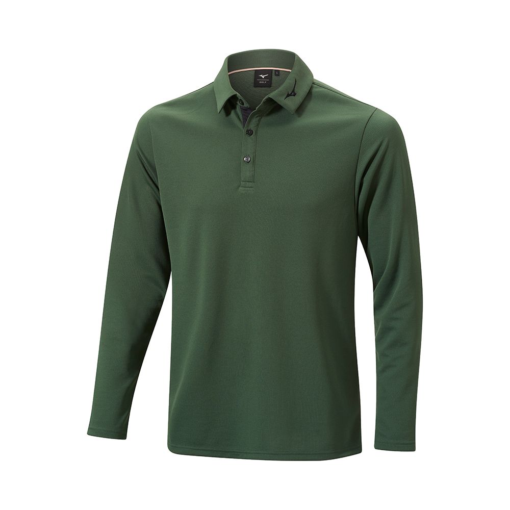 Mizuno Breath Thermo Invierno L/S Polo Verde | DGRP-21768