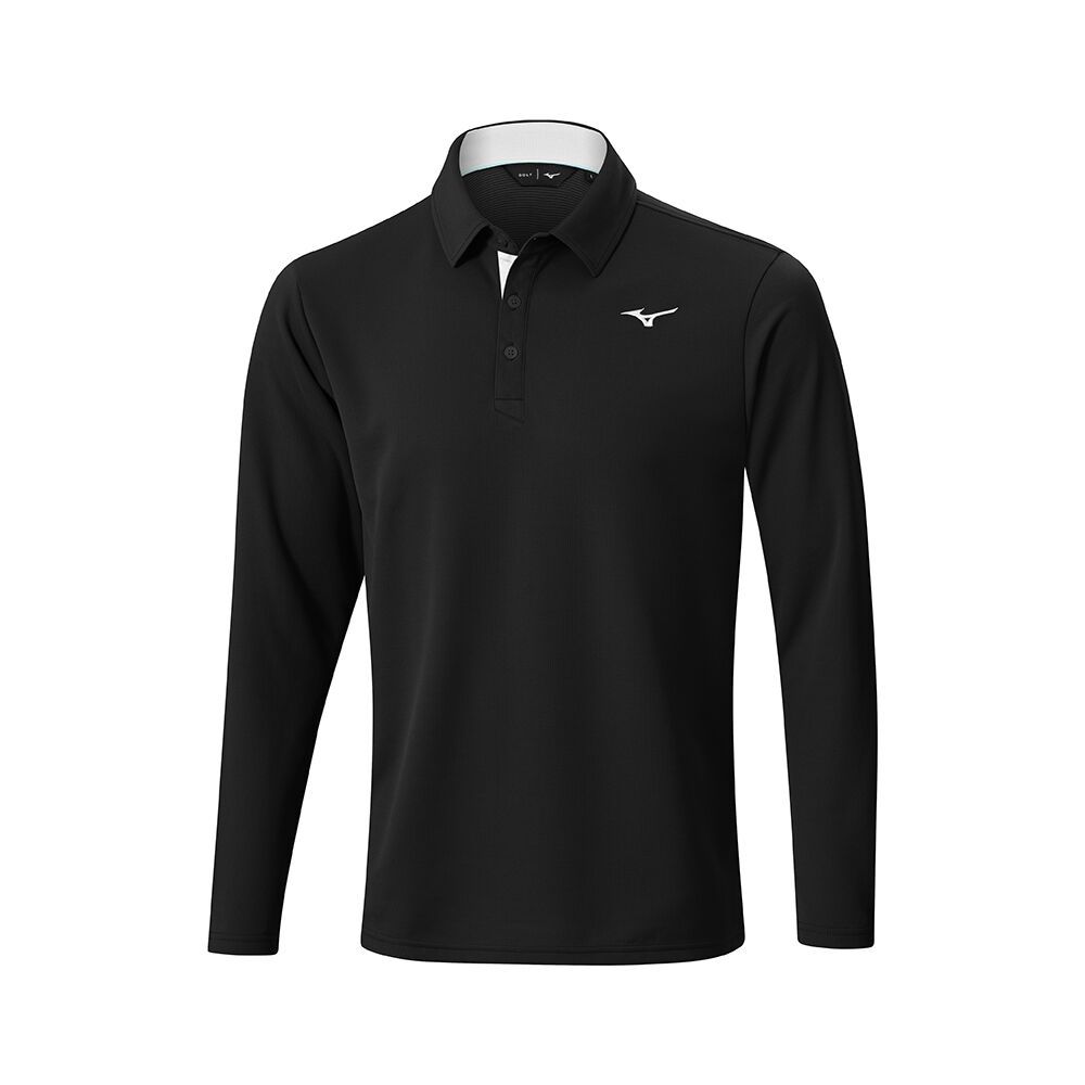 Mizuno Breath Thermo L/S Polo Negras | SOJN-90758